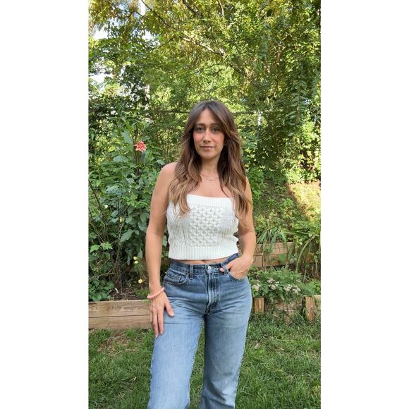 HONEYCOMB CREAM KNIT CABLE CAMI TOP - Picture 7 of 8